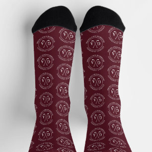 Chaussette Motif de monogramme de golf personnalisé bordeaux