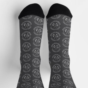Chaussette Motif de monogramme de golf personnalisé gris