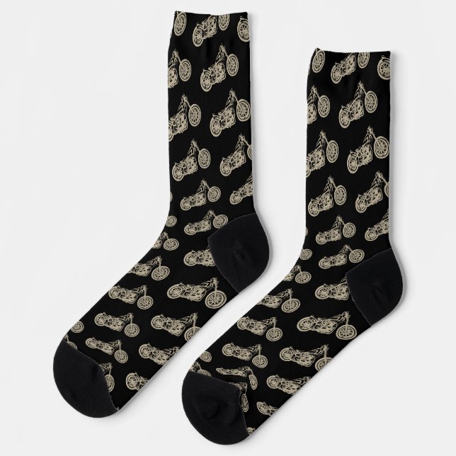 Chaussette Motif de motard silhouette de moto (Gauche)