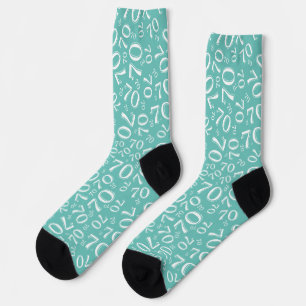Chaussette Motif de nombre aléatoire sarcelle/blanc pour 70e