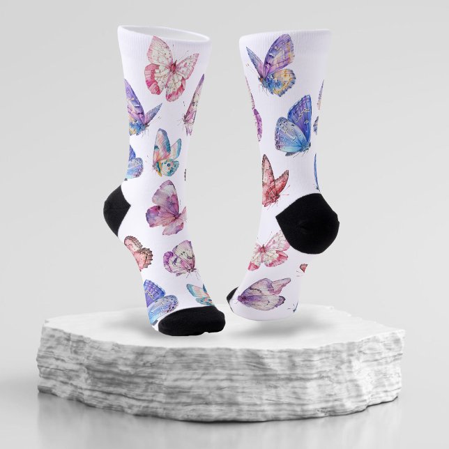 Chaussette Motif de papillon couleur aquarelle (Créateur téléchargé)