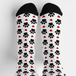 Chaussette Motif De Pâtes, Pâtes De Chien, Pâtes Noires, Coeu