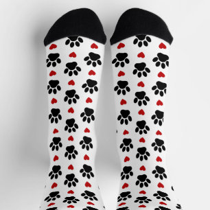 Chaussette Motif De Pâtes, Pâtes De Chien, Pâtes Noires, Coeu