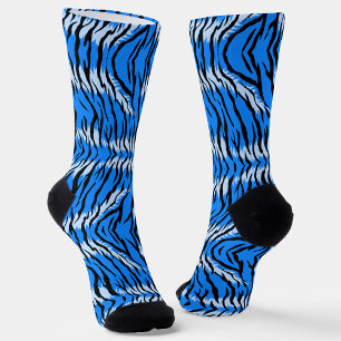 Chaussette Motif de peau d'animal Tigre Bleu 