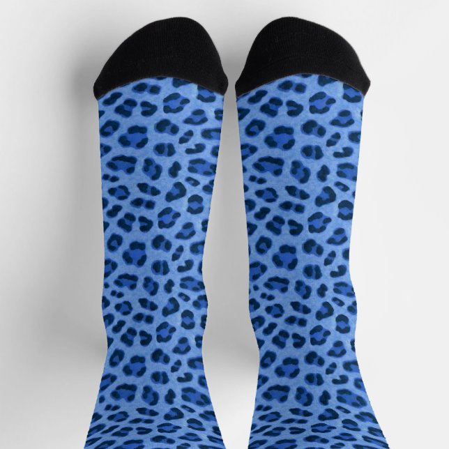 Chaussette Motif de peau Poster de animal léopard bleu (Haut)
