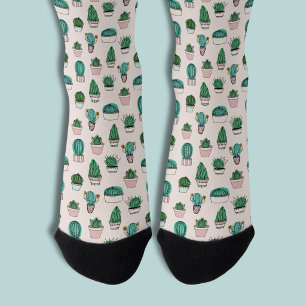 Chaussette Motif de plante en pot de cactus succulents