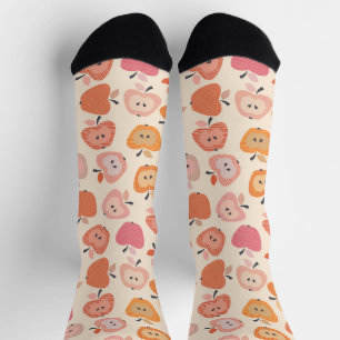 Chaussette Motif de pomme rose et orange mignon