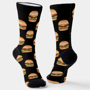 Chaussette Motif de restauration rapide hamburger sur fond no