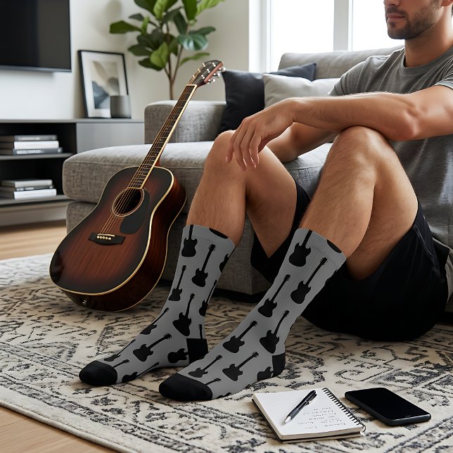 Chaussette Motif de silhouette de guitare (Créateur téléchargé)