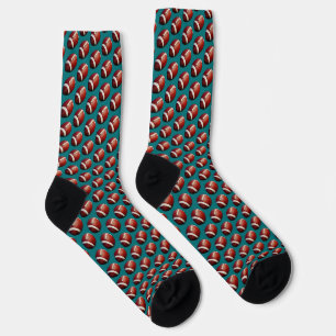Chaussette Motif de sport fanatique de football Fond sarcelle