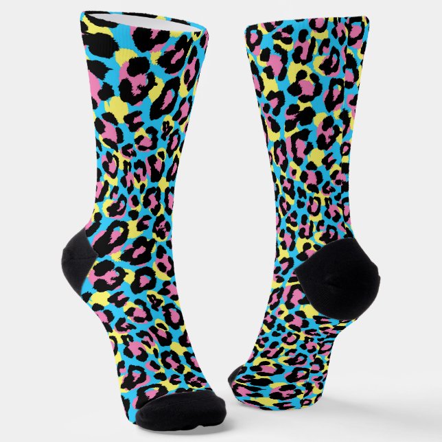 Chaussette Motif de Spots Neon Leopard (Angulaire)