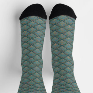 Chaussette Motif de style Art déco en bleu turquoise