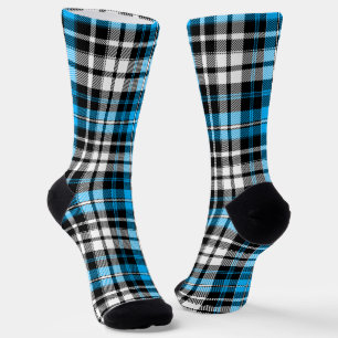 Chaussette Motif de tartan à carreaux bleu noir blanc