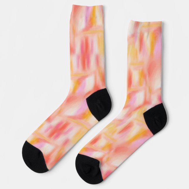 Chaussette Motif de teinture jaune pâle rose pâle (Gauche)