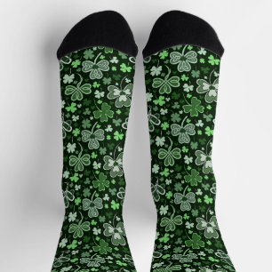 Chaussette Motif de trèfle celtique Cœurs irlandais verts