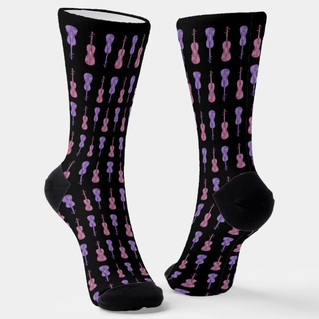 Chaussette Motif de violon - Lavande et rose (Angulaire)