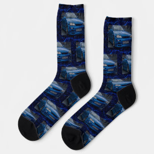Chaussette motif de voiture bleue