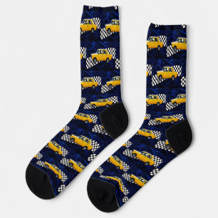 Chaussette motif de voiture jaune