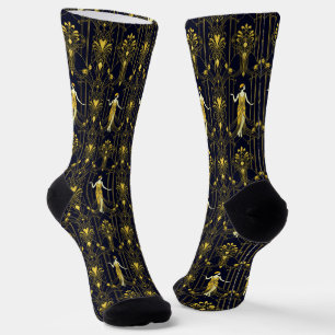Chaussette Motif décoratif doré et noir Gabsy