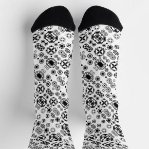 Chaussette Motif décoratif noir blanc arabesque