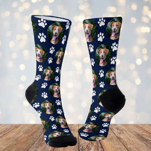 Chaussette Motif d'empreinte de patte de photo d'animal de co