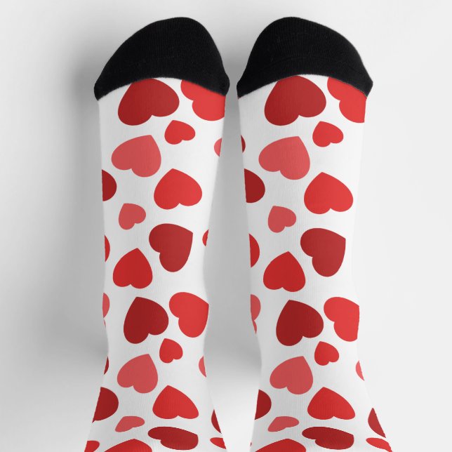 Chaussette Motif Des Coeurs, Coeurs Rouges, Motif Des Coeurs (Haut)