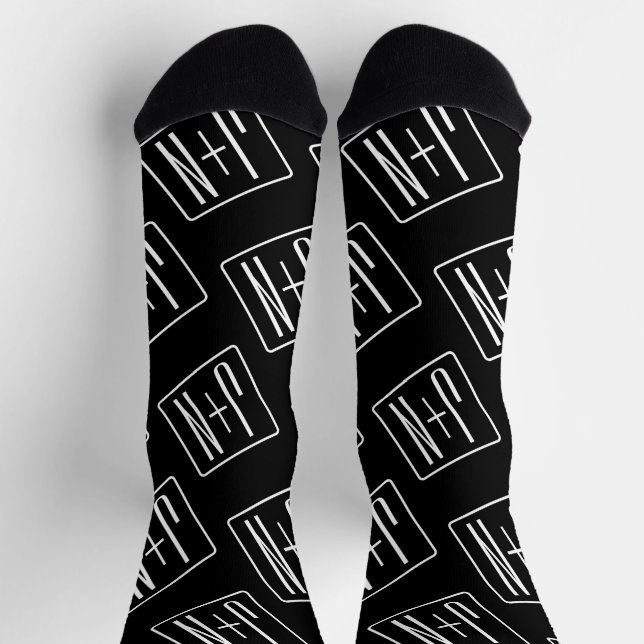 Chaussette Motif des initiales Mariages modernes | Noir & Bla (Haut)