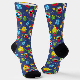 Chaussette Motif des lumières de Noël de la rue Sésame