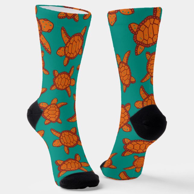 Chaussette Motif des tortues de mer d'Hawaï (Angulaire)