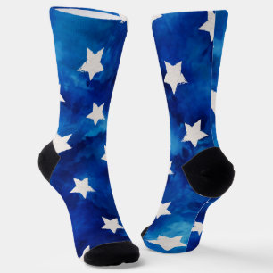 Chaussette Motif d'étoiles du 4 juillet en aquarelle