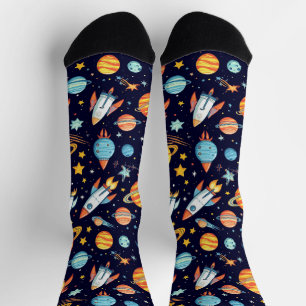 Chaussette Motif d'exploration spatiale coloré