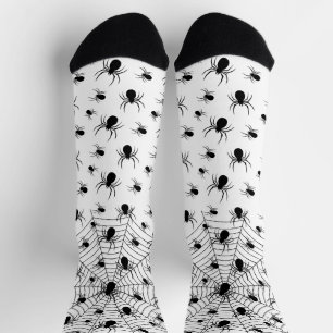 Chaussette Motif d'Halloween Black White araignées