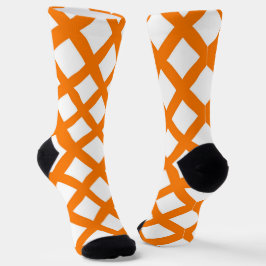 Chaussette Motif diamant à carreaux orange et blanc