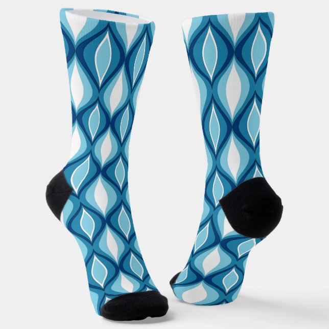 Chaussette Motif diamant du milieu du siècle dans Denim Blues (Angulaire)