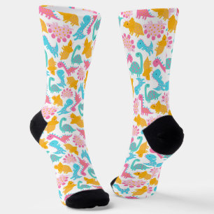 Chaussette Motif Dinosaur rose et Turquoise