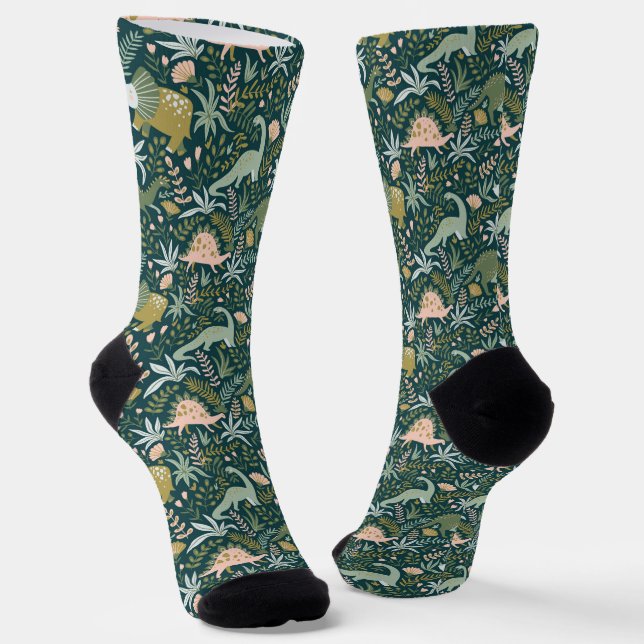 Chaussette Motif Dinosaur Vert (Angulaire)