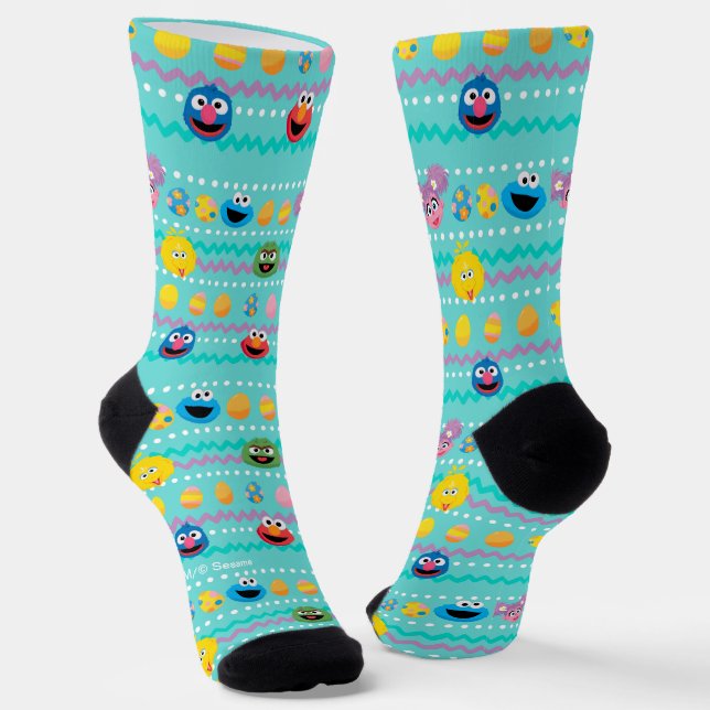 Chaussette Motif d'oeufs de Pâques de la rue Sesame (Angulaire)