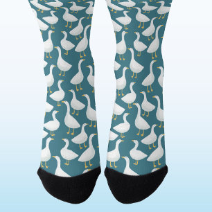 Chaussette Motif d'oiseau oie sarcelle verte