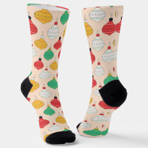 Chaussette Motif d'ornements de Noël rétro