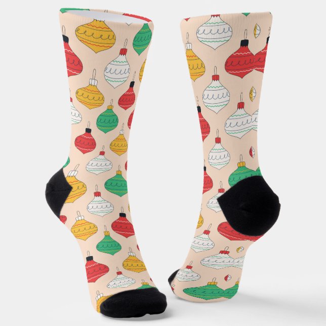 Chaussette Motif d'ornements de Noël rétro (Angulaire)