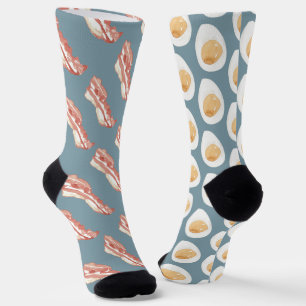 Chaussette Motif drôle de bacon et d'œufs
