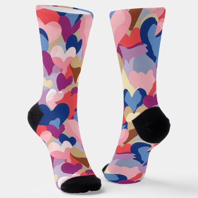 Chaussette Motif du coeur des couleurs (Angulaire)