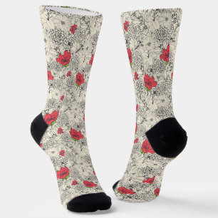 Chaussette Motif du jardin de fleurs de pavot
