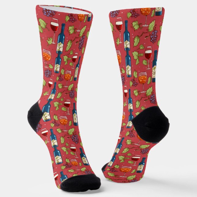 Chaussette Motif du vin et du raisin (Angulaire)