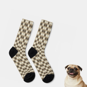 Chaussette Motif Empreinte de Patte Terreux Sable