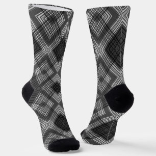 Chaussette Motif en diamant géométrique noir et blanc