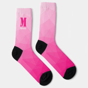 Chaussette Motif en maille géométrique rose vif Monogramme
