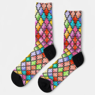 Chaussette Motif en mosaïque arc-en-ciel