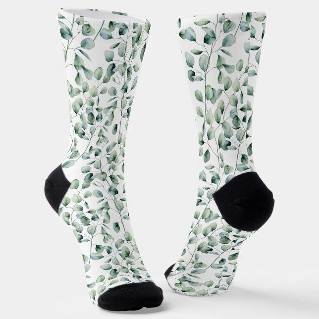 Chaussette Motif Eucalyptus aquarelle (Angulaire)
