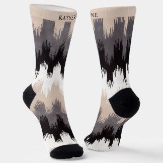 Chaussette Motif fantaisie beige gris blanc noir personnalisé